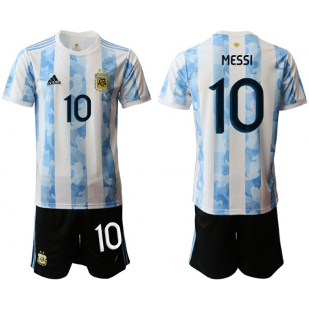 Argentina Fotbollströjor Lionel Messi 10 Barn Hemma tröja 2020 Kortärmad